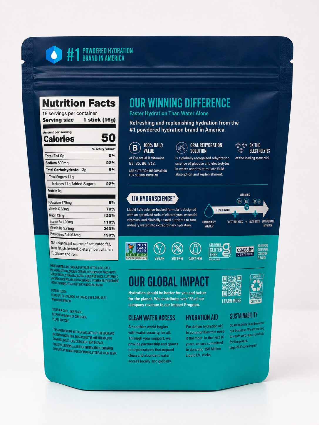 Liquid I.V. Hydration Multiplier Electrolyte Drink Mix (16 sticks)