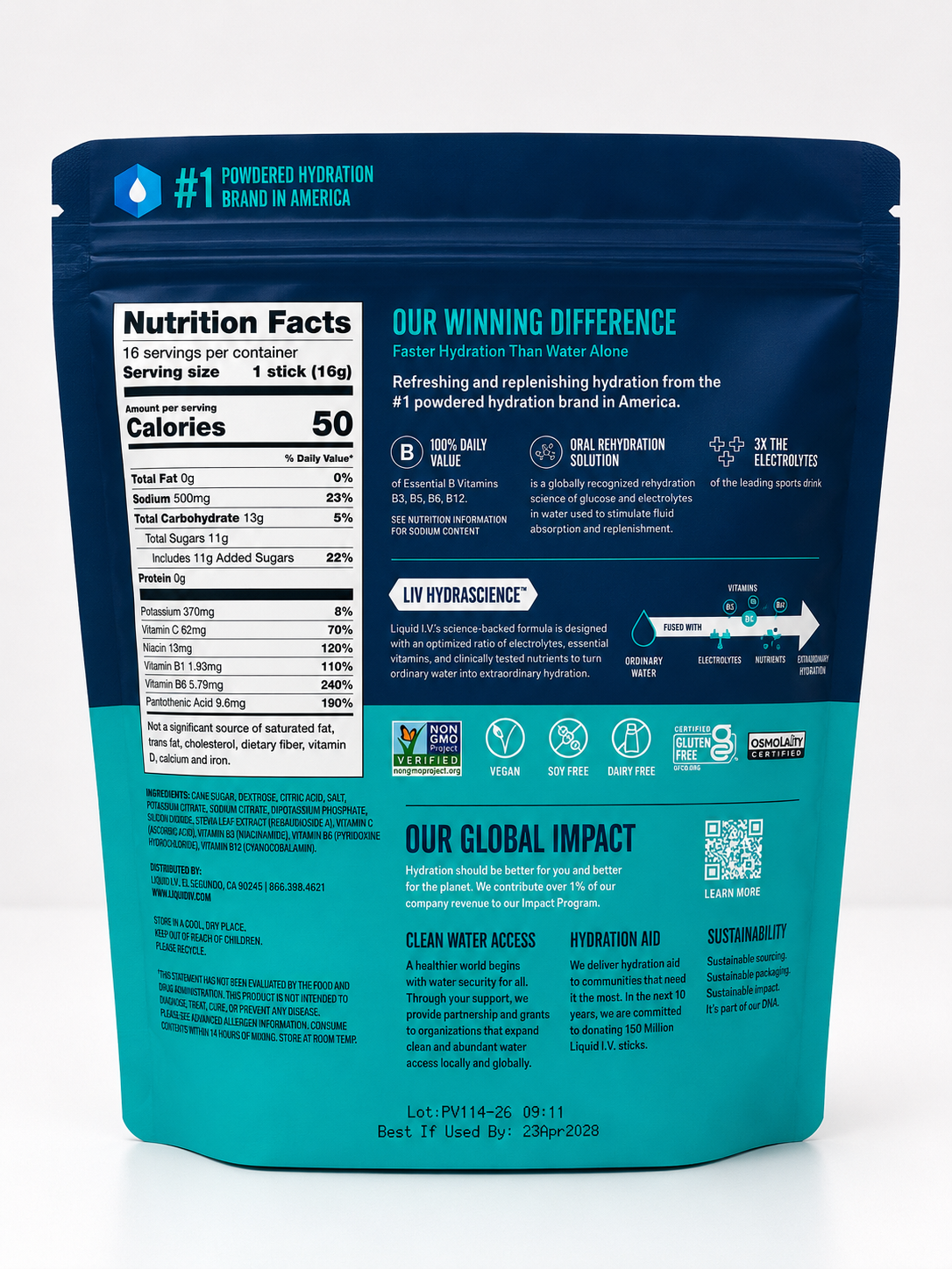 Liquid I.V. Hydration Multiplier Electrolyte Drink Mix (16 sticks)