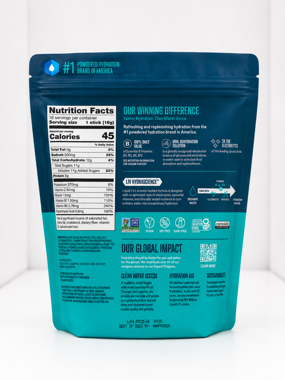 Liquid I.V. Hydration Multiplier Electrolyte Drink Mix (16 sticks)
