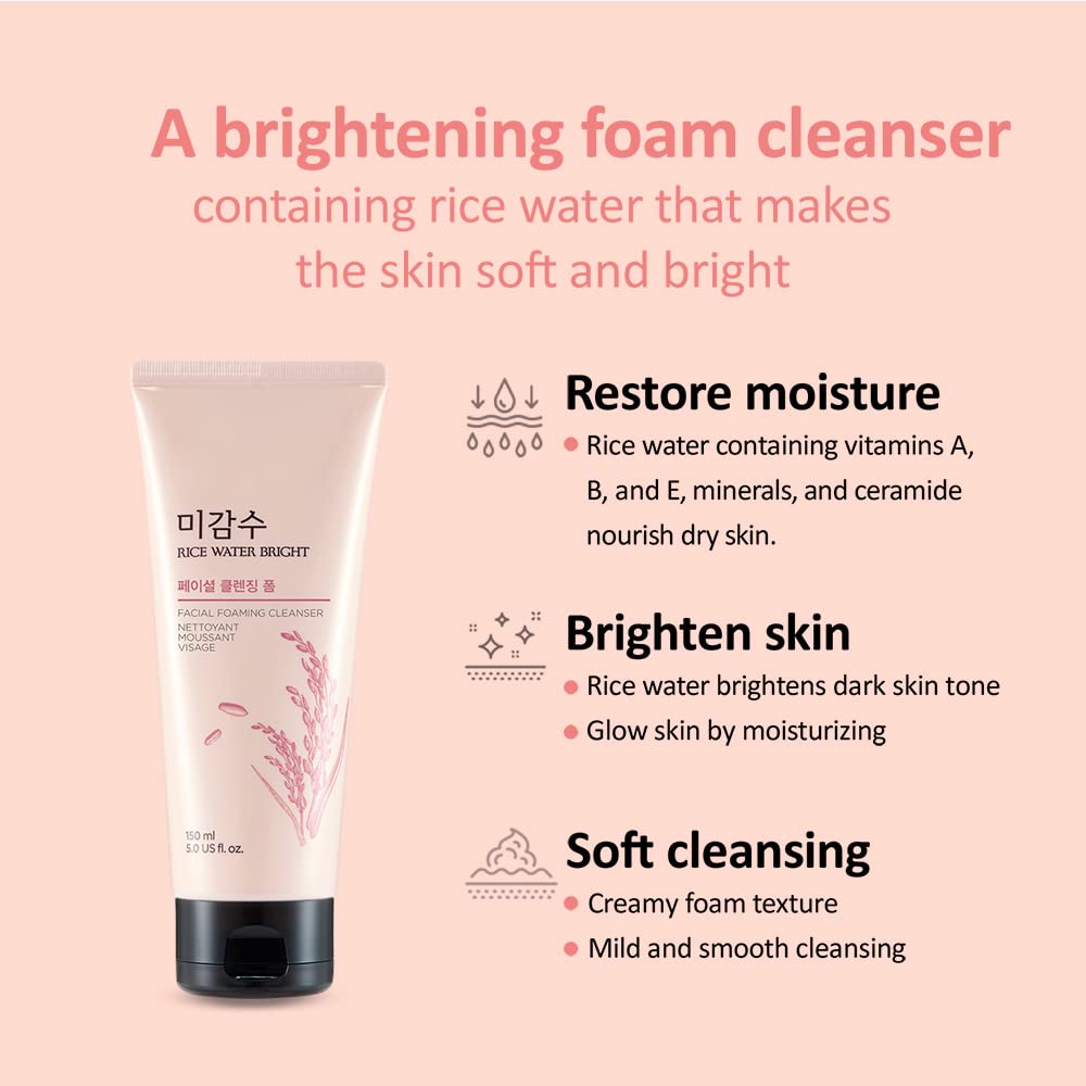 The Face Shop Rice Water Bright Light Face Cleansing Foam 150ml Wepremiumng