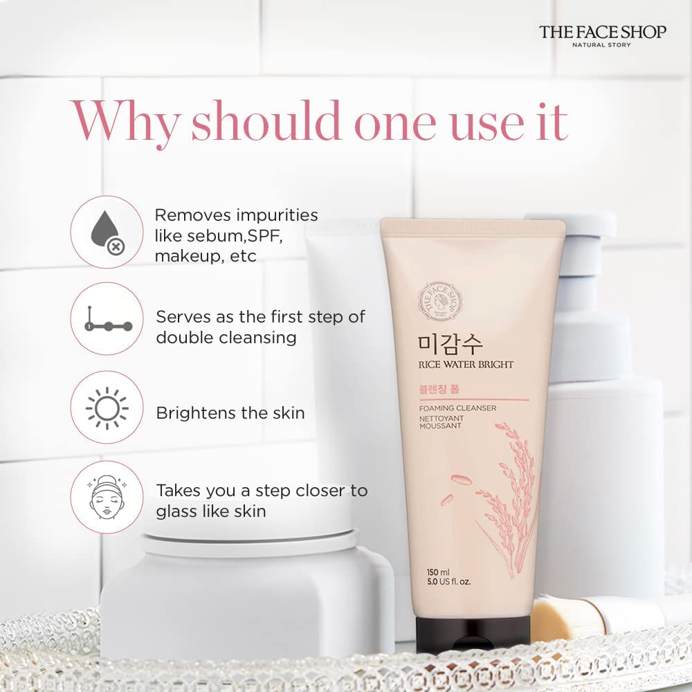 The Face Shop Rice Water Bright Light Face Cleansing Foam 150ml Wepremiumng