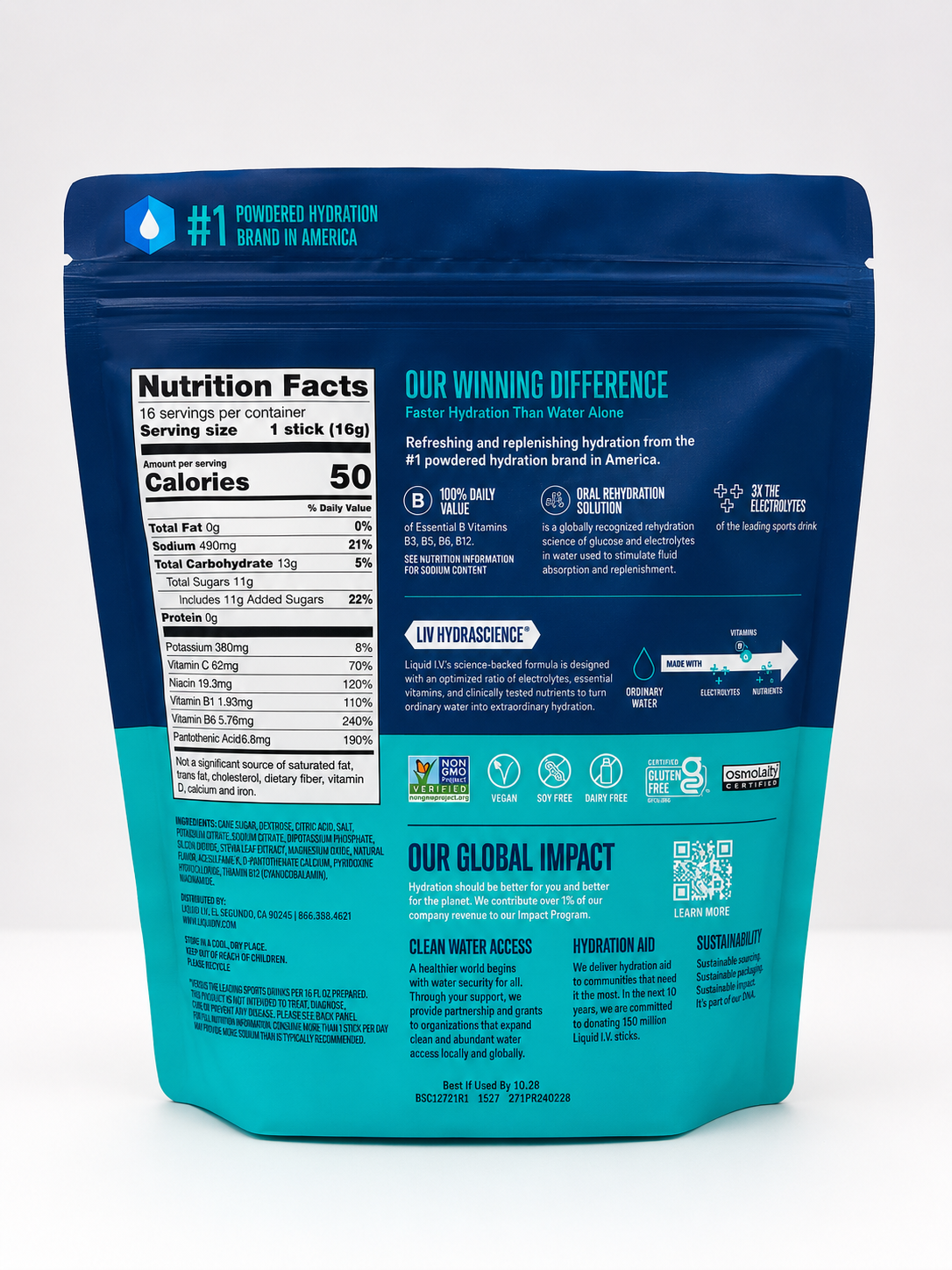 Liquid I.V. Hydration Multiplier Electrolyte Drink Mix (16 sticks)
