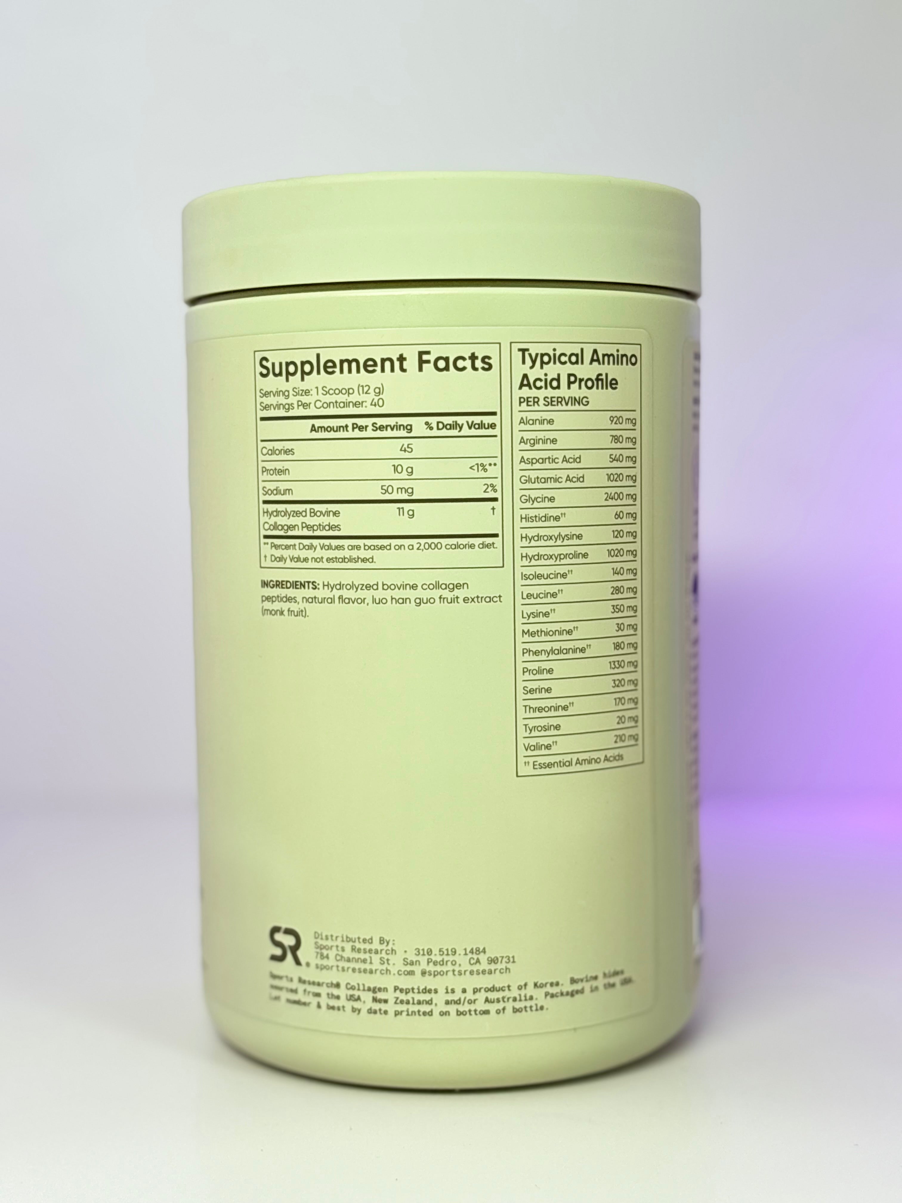 Sports Research Collagen Peptides (Vanilla, 480G)