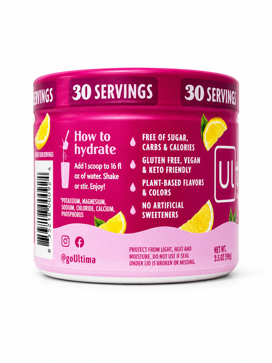 Ultima Replenisher Daily Electrolyte Drink Mix - Pink Lemonade (30 servings)
