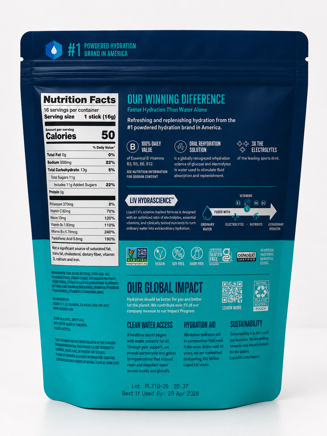 Liquid I.V. Hydration Multiplier Electrolyte Drink Mix (16 sticks)