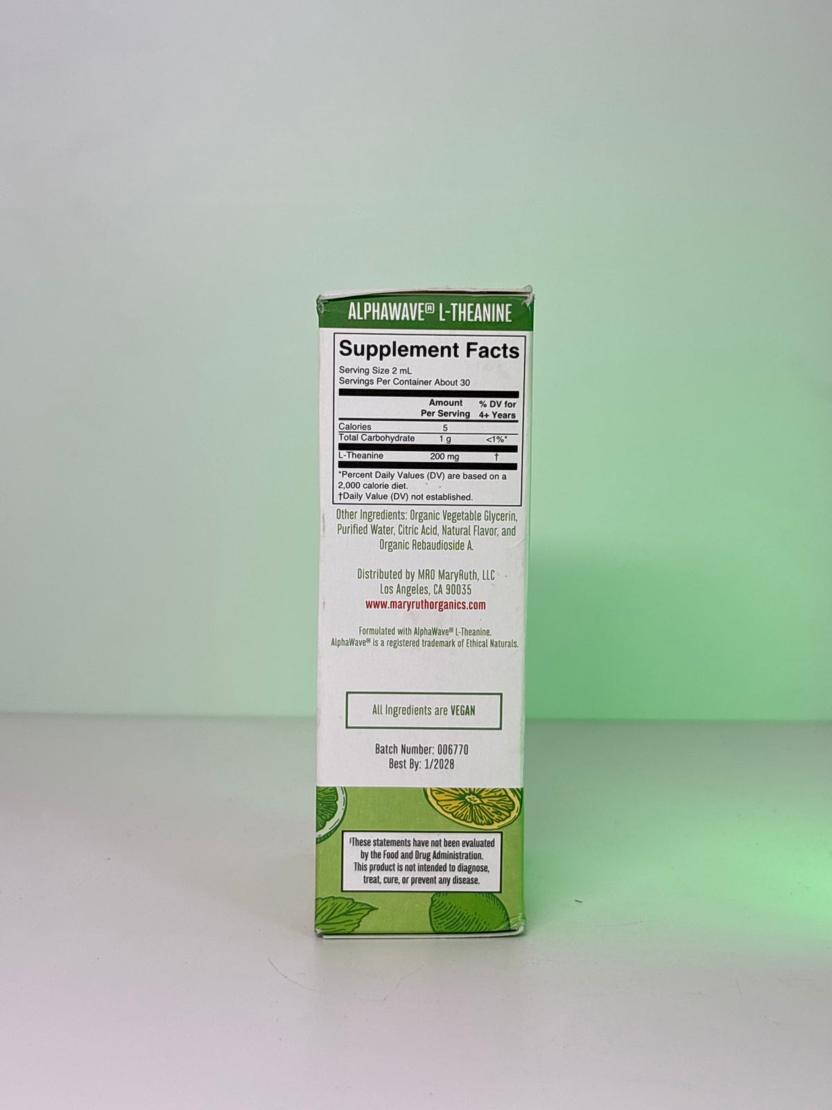 MaryRuth’s L-Theanine 200mg Liquid (Lemon)